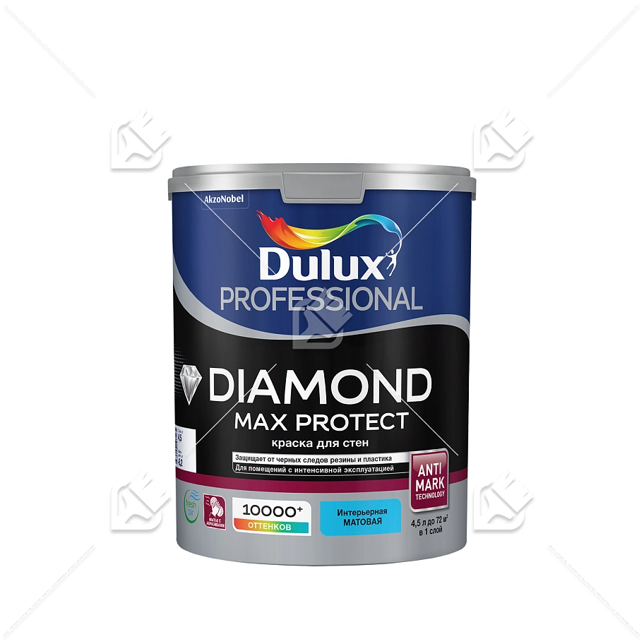 Краска для стен и потолков водно-дисперсионная Dulux Diamond Max Protect глубокоматовая база BW 4,5 л.