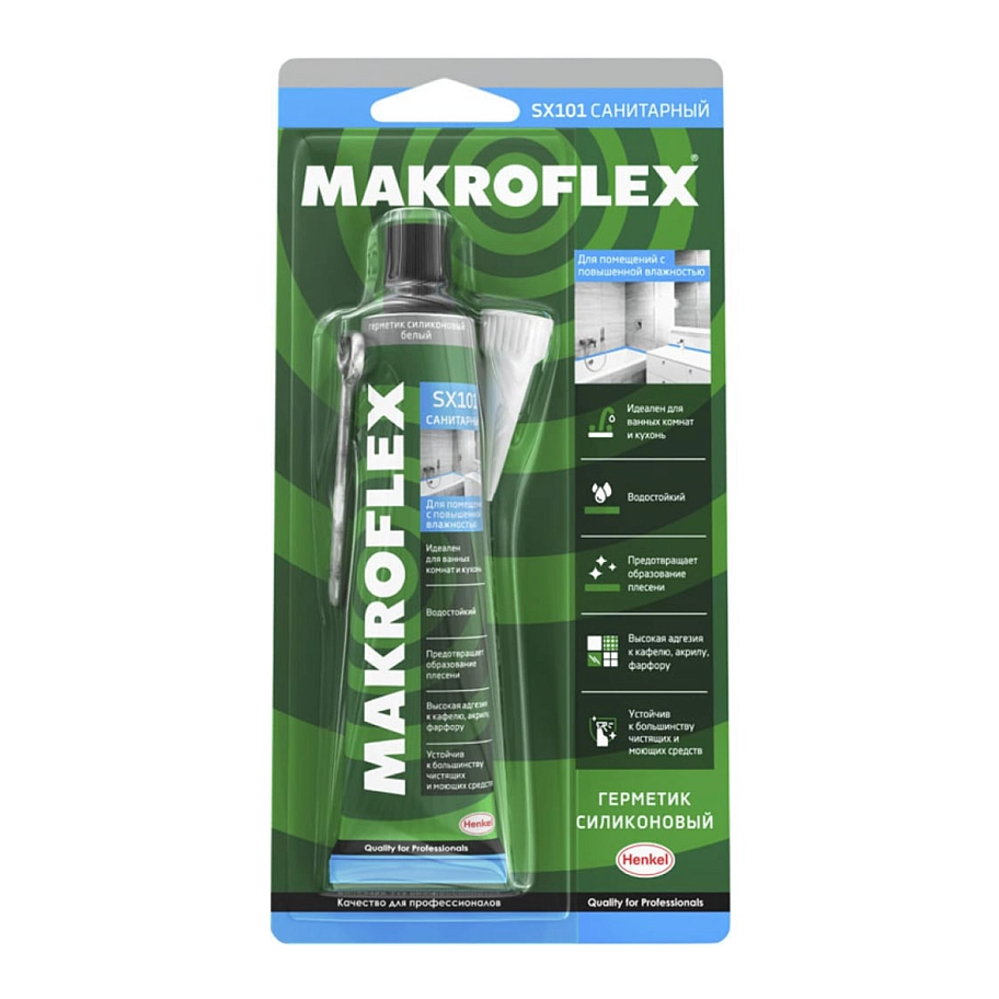 Герметик силиконовый санитарный Makroflex SX101 белый 70 мл.