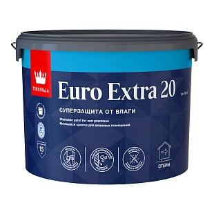 Краска для влажных помещений Tikkurila Euro Extra 20 полуматовая база A 9 л
