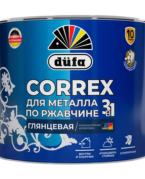 Грунт-эмаль по ржавчине 3в1 глянцевая Dufa Correx база 3 2л