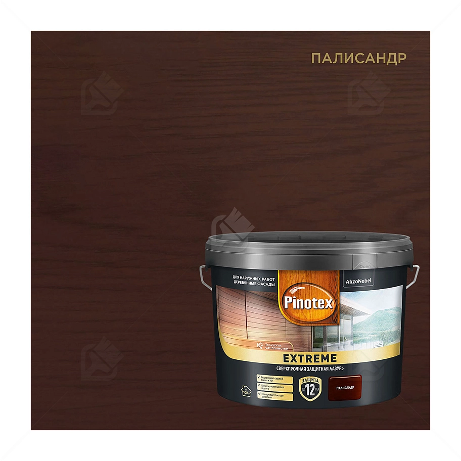 Пропитка декоративная для защиты древесины Pinotex Extreme палисандр полуматовая 9 л