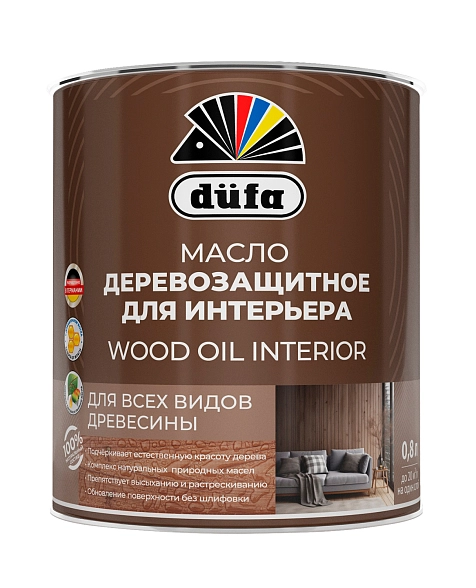 Масло деревозащитное для интерьера Dufa Wood Oil Interior полуматовое бесцветное 0,8 л