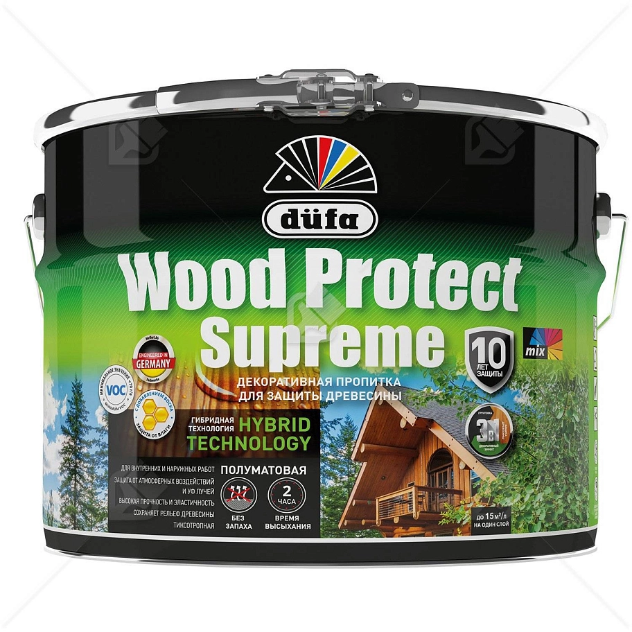 Пропитка декоративная для защиты древесины Dufa Wood Protect Supreme палисандр 9 л