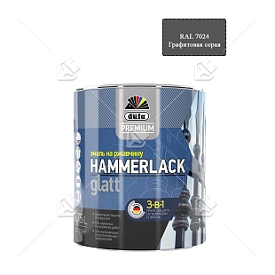 Эмаль на ржавчину Dufa Premium Hammerlack 3-в-1 гладкая RAL 7024 графитовая серая 0,75 л